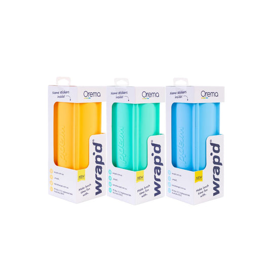 Sunshine, Aqua and Blue Wrap'd Silicone Wrap Holders in Boxes