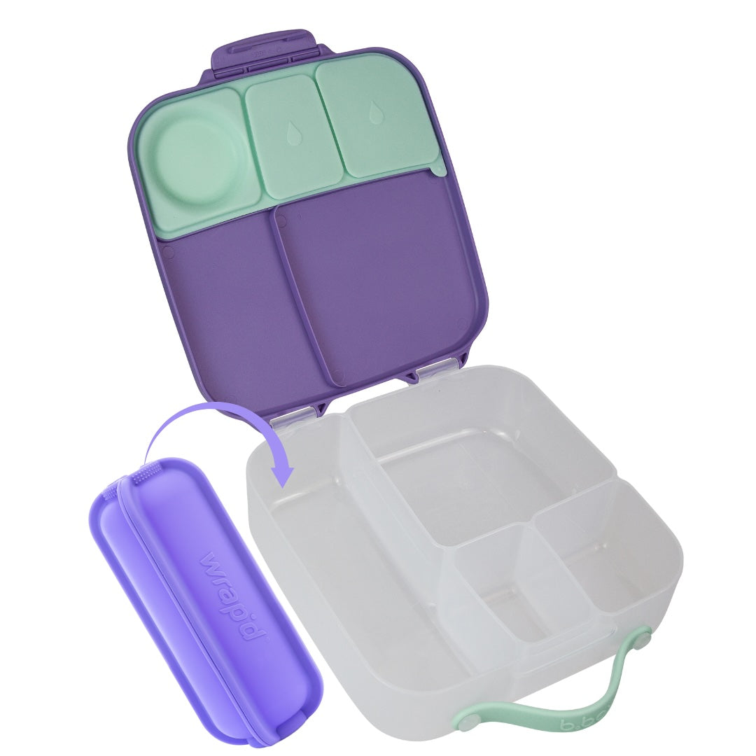 Puple Wrap'd fits inside B.Box large bento lunchbox