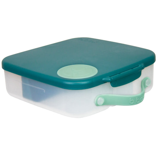 Square lunchbox with green handle and lid