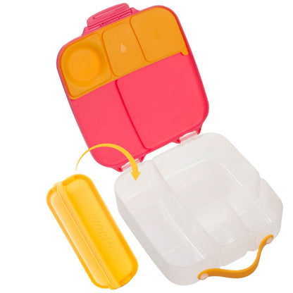 Large lunchbox to fit a Wrap'd with pink lid and yellow carry handle